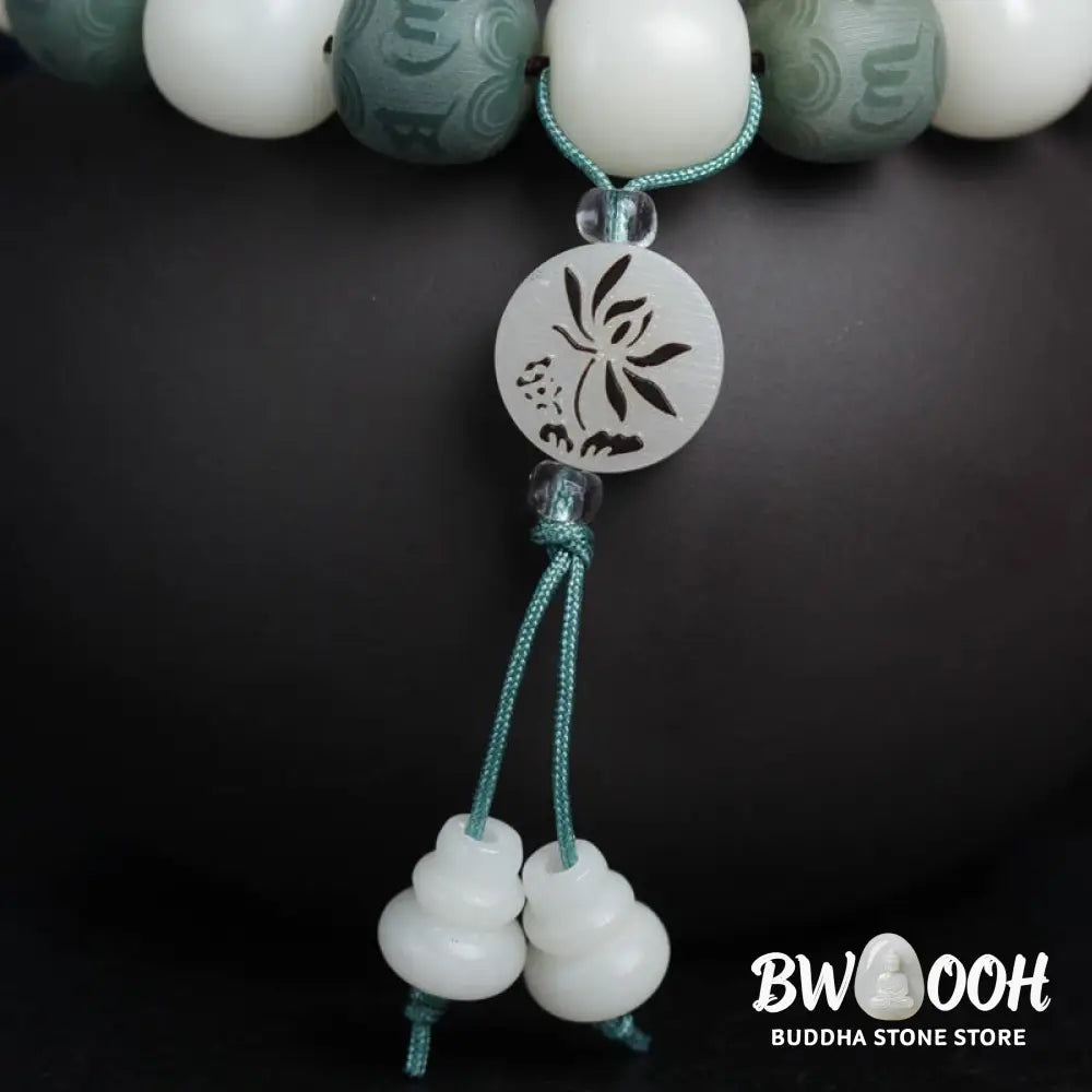 Buddha Stones White Bodhi Six True Words Protection Bracelet - BWOOOH - 10*11mm - Bracelet