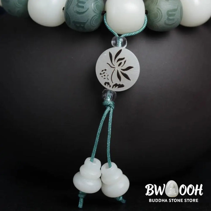 Buddha Stones White Bodhi Six True Words Protection Bracelet - BWOOOH - 10*11mm - Bracelet