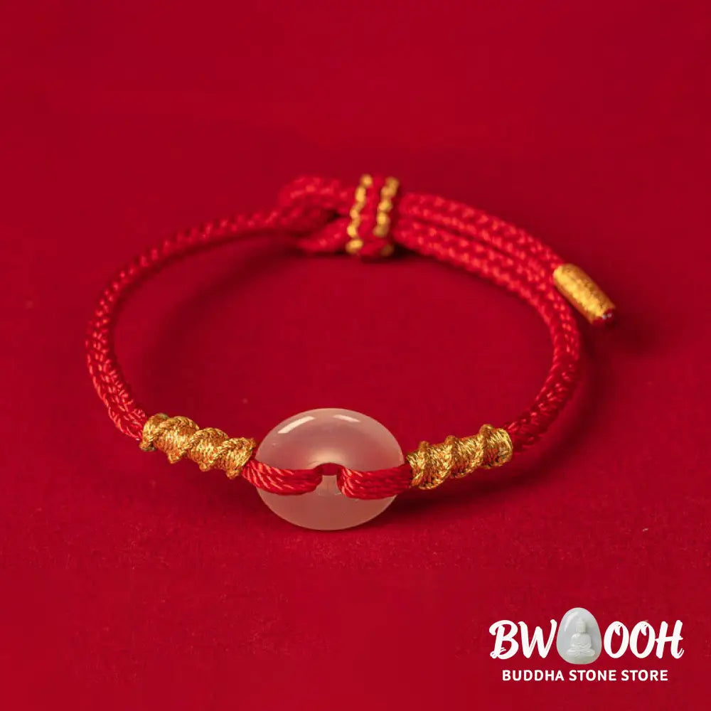 Buddha Stones White Chalcedony Peace Buckle Connection Rope Knot Bracelet - Bracelet