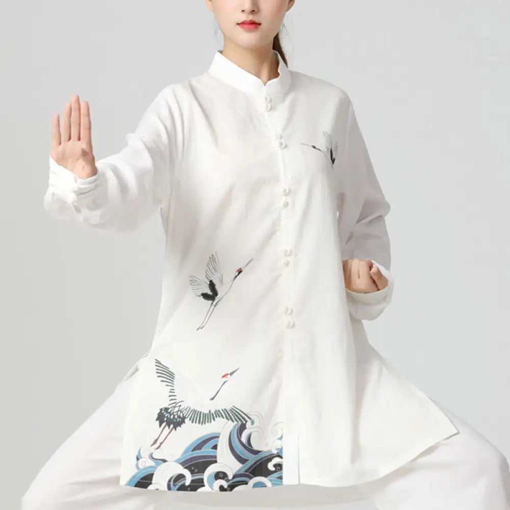 BWOOOH White Crane Sea Cotton Linen Meditation Prayer Spi