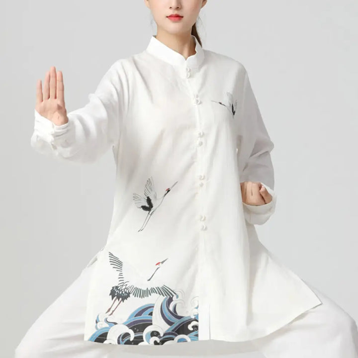 BWOOOH White Crane Sea Cotton Linen Meditation Prayer Spi
