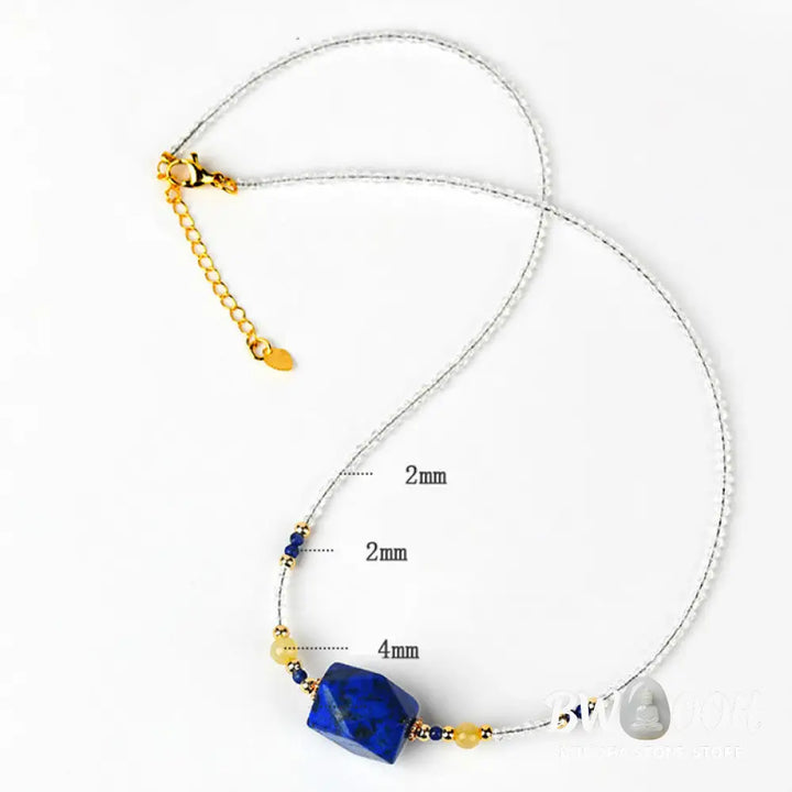 Buddha Stones White Crystal Lazurite Healing Meditation Necklace Pendant - BWOOOH - White Crystal &amp; Lazurite