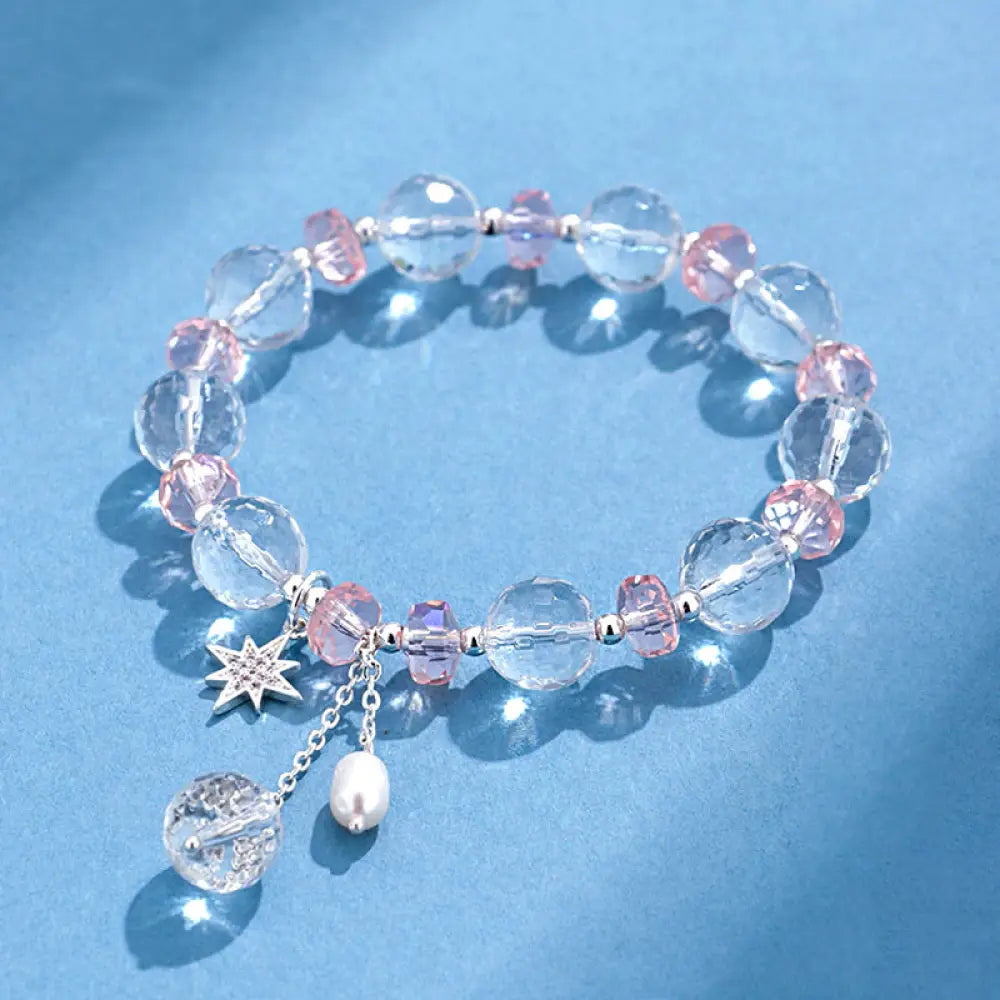 BWOOOH White Crystal Pink Crystal Protection Star Charm Bracelet - BWOOOH - White Crystal(Wrist Circumference