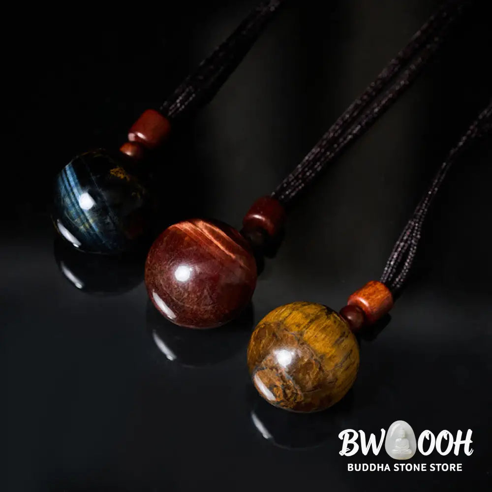Buddha Stones White Crystal Pink Crystal Tiger Eye Smoky Quartz Protection Necklace Pendant - BWOOOH - Necklaces &amp;