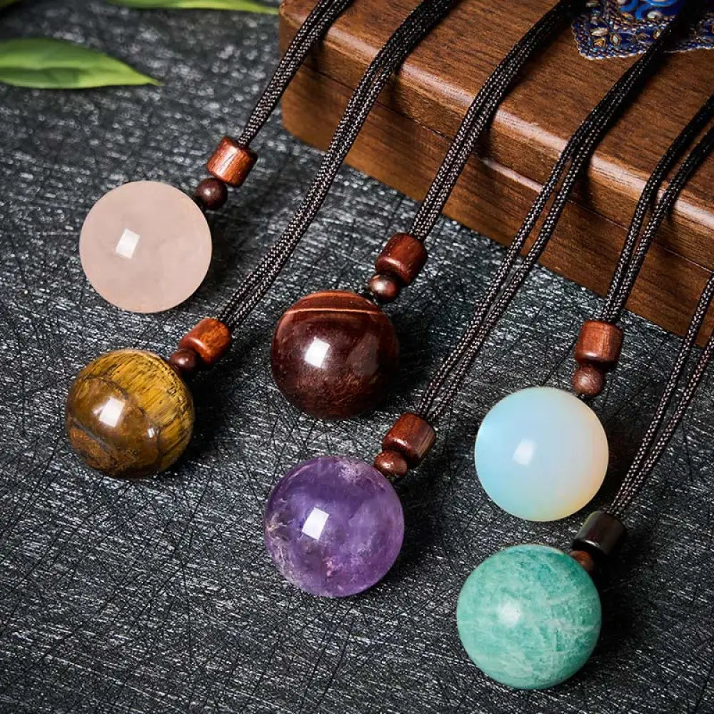 Buddha Stones White Crystal Pink Crystal Tiger Eye Smoky Quartz Protection Necklace Pendant - BWOOOH - Necklaces &