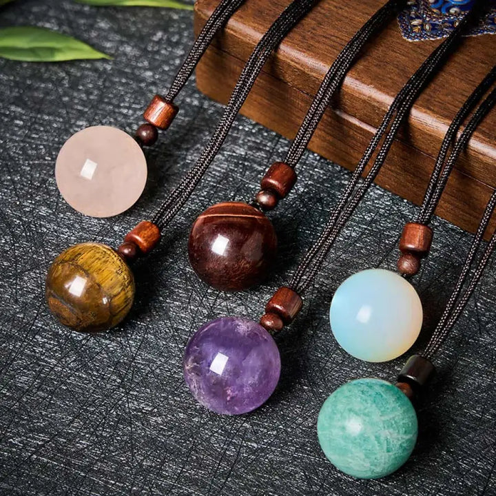 Buddha Stones White Crystal Pink Crystal Tiger Eye Smoky Quartz Protection Necklace Pendant - BWOOOH - Necklaces &amp;