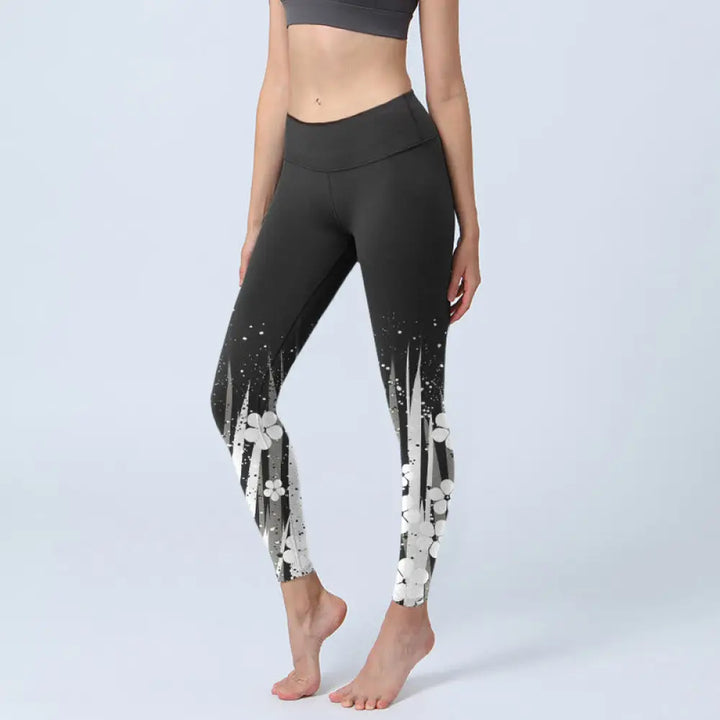 BWOOOH printed yoga leggings - White Flowers Aquatic Plants Pattern Pri