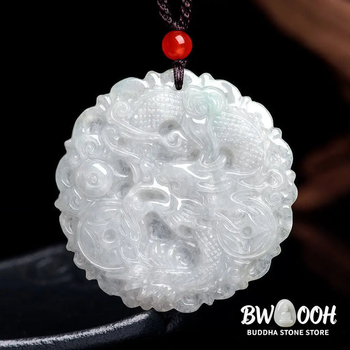 Buddha Stones White Jade Dragon Protection Necklace String Pendant - BWOOOH - White Jade - Necklaces &amp; Pendants