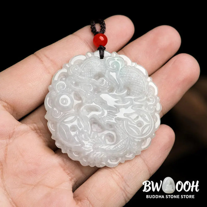 Buddha Stones White Jade Dragon Protection Necklace String Pendant - BWOOOH - White Jade - Necklaces &amp; Pendants