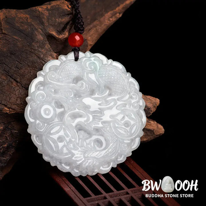 Buddha Stones White Jade Dragon Protection Necklace String Pendant - BWOOOH - White Jade - Necklaces &amp; Pendants