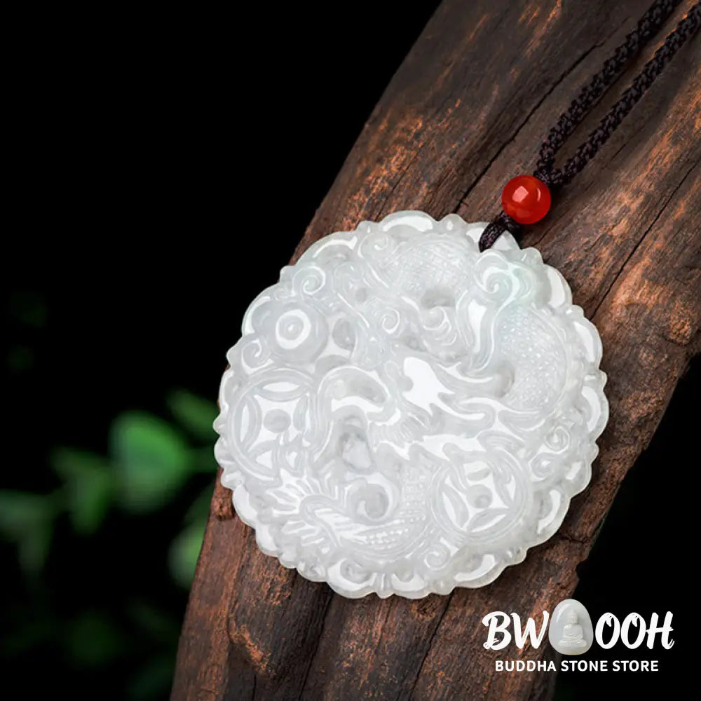 Buddha Stones White Jade Dragon Protection Necklace String Pendant - BWOOOH - White Jade - Necklaces &amp; Pendants