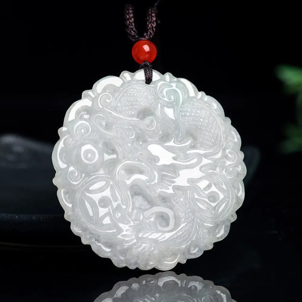 BWOOOH White Jade Dragon Protection Necklace — natural White Jade 49mm pendant for luck, protection & harmony