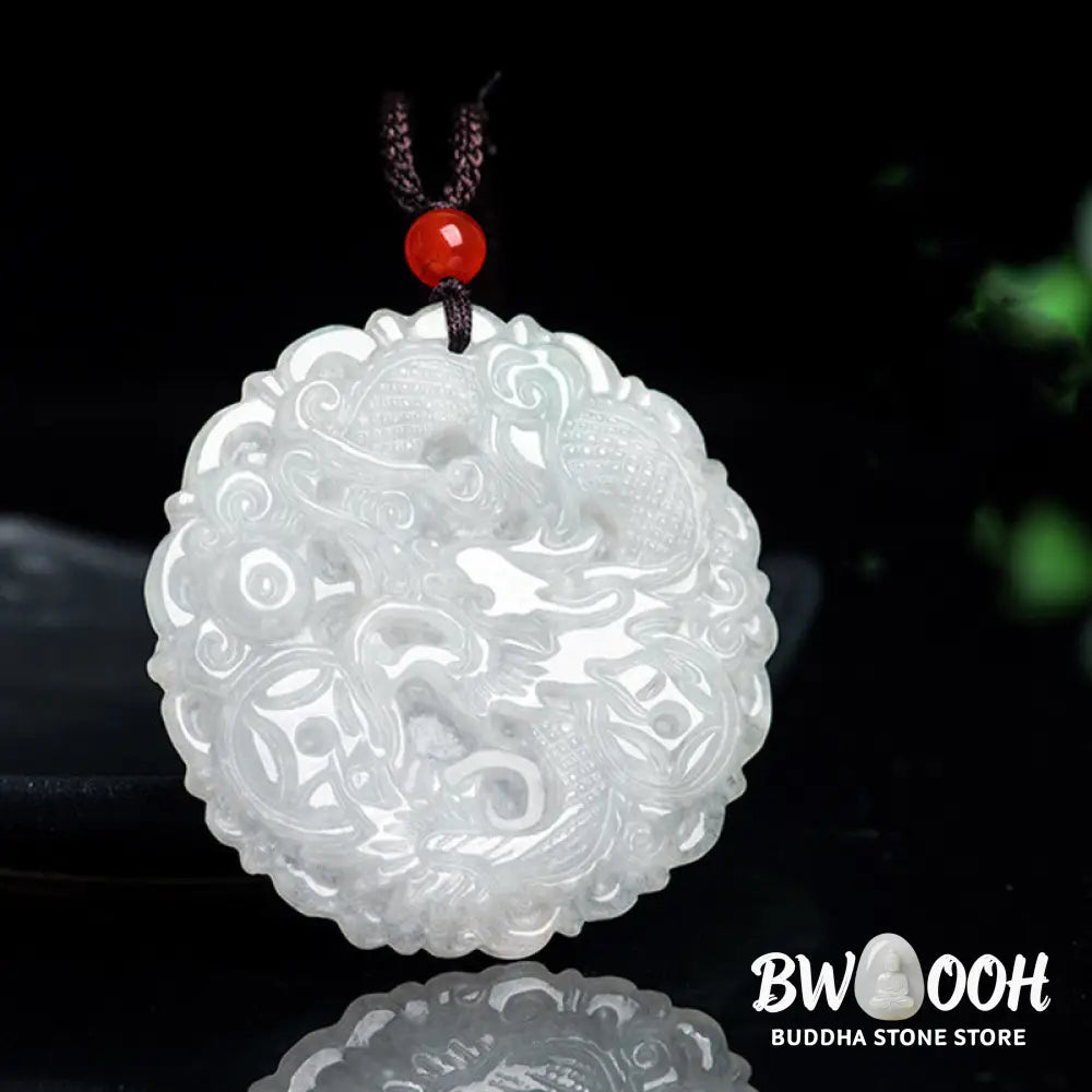Buddha Stones White Jade Dragon Protection Necklace String Pendant - BWOOOH - White Jade - Necklaces &amp; Pendants