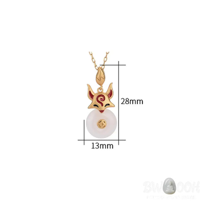 Buddha Stones White Jade Fox Copper Coin Protection Luck Necklace Pendant - BWOOOH - White Jade(Protection♥Happiness)