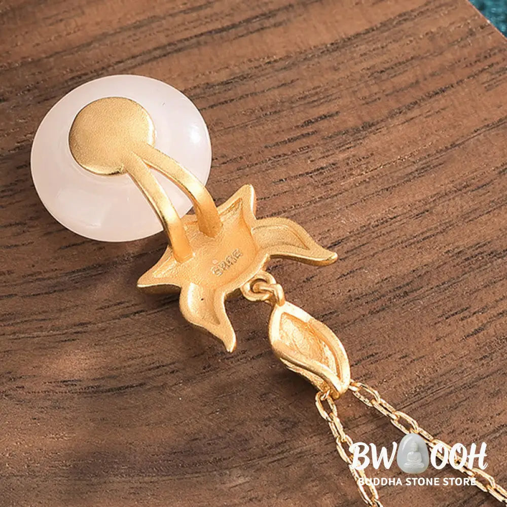 Buddha Stones White Jade Fox Copper Coin Protection Luck Necklace Pendant - BWOOOH - White Jade(Protection♥Happiness)