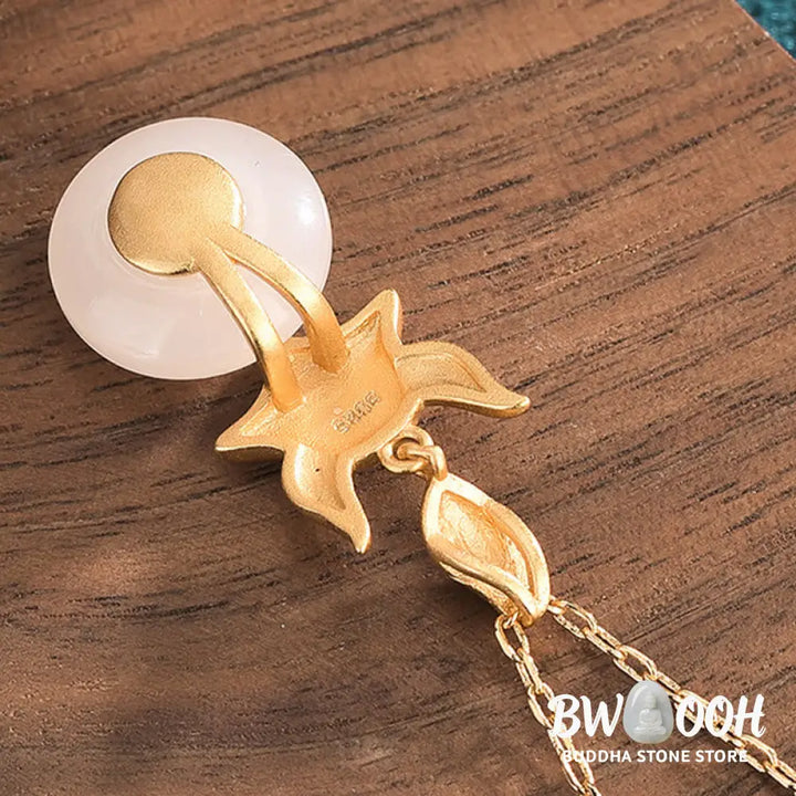Buddha Stones White Jade Fox Copper Coin Protection Luck Necklace Pendant - BWOOOH - White Jade(Protection♥Happiness)