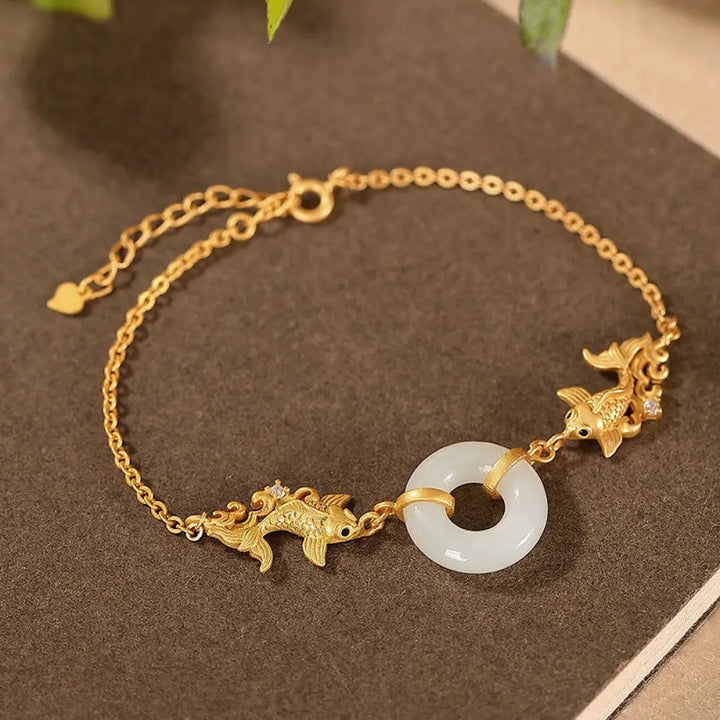 Buddha Stones White Jade Koi Fish Prosperity Bracelet - Koi Fish (Luck ♥ Prosperity) - Bracelet
