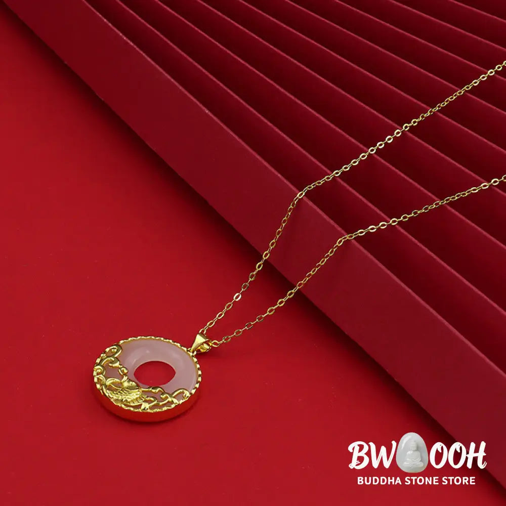 Buddha Stones White Jade Koi Fish Titanium Steel Prosperity Necklace Pendant - BWOOOH - Koi Fish (Luck ♥ Prosperity)
