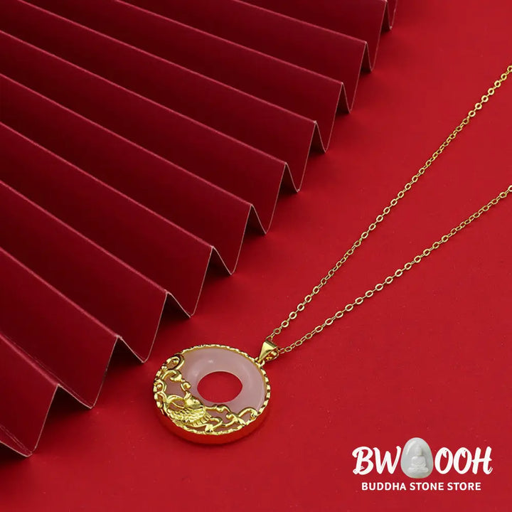Buddha Stones White Jade Koi Fish Titanium Steel Prosperity Necklace Pendant - BWOOOH - Koi Fish (Luck ♥ Prosperity)
