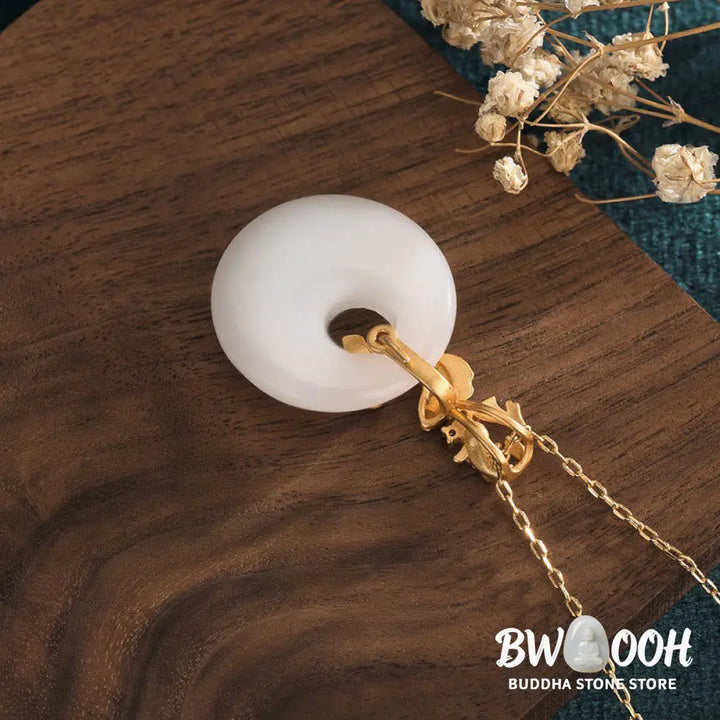 Buddha Stones White Jade Koi Fish Wealth Prosperity Necklace Pendant - BWOOOH - Koi Fish(Luck♥Prosperity) - Necklaces &amp;