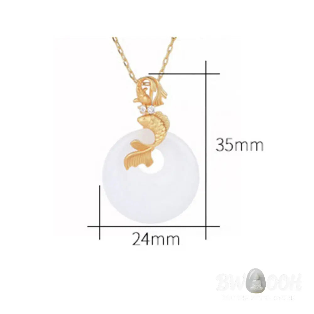 Buddha Stones White Jade Koi Fish Wealth Prosperity Necklace Pendant - BWOOOH - Koi Fish(Luck♥Prosperity) - Necklaces &amp;