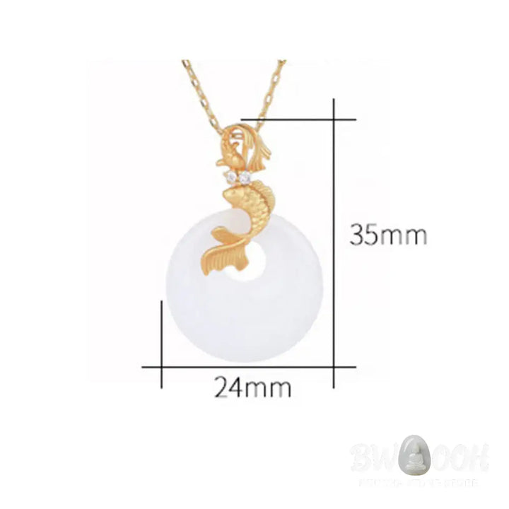 Buddha Stones White Jade Koi Fish Wealth Prosperity Necklace Pendant - BWOOOH - Koi Fish(Luck♥Prosperity) - Necklaces &amp;