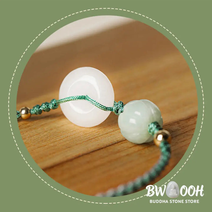 BWOOOH White Jade Peace Buckle Pumpkin Bead Luck Blessing Braided Bracelet | spiritual healing bracelet