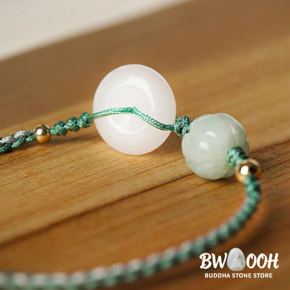 BWOOOH White Jade Peace Buckle Pumpkin Bead Luck Blessing Braided Bracelet | spiritual healing bracelet