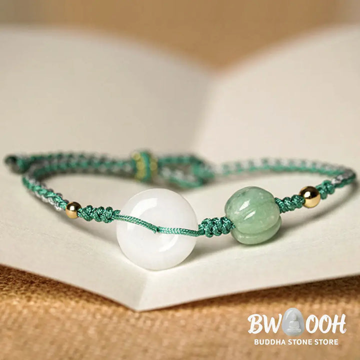 BWOOOH White Jade Peace Buckle Pumpkin Bead Luck Blessing Braided Bracelet | spiritual healing bracelet