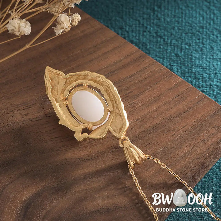 Buddha Stones White Jade Peacock Copper Blessing Necklace Pendant - BWOOOH - White Jade (Protection ♥ Happiness)