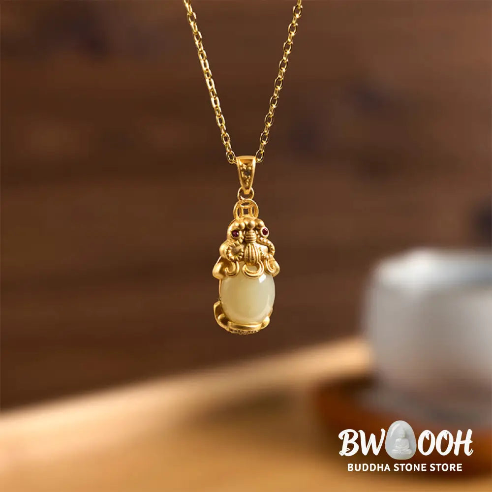 Buddha Stones White Jade PiXiu Wealth Luck Chain Necklace Pendant - BWOOOH - White Jade(Protection♥Blessing)