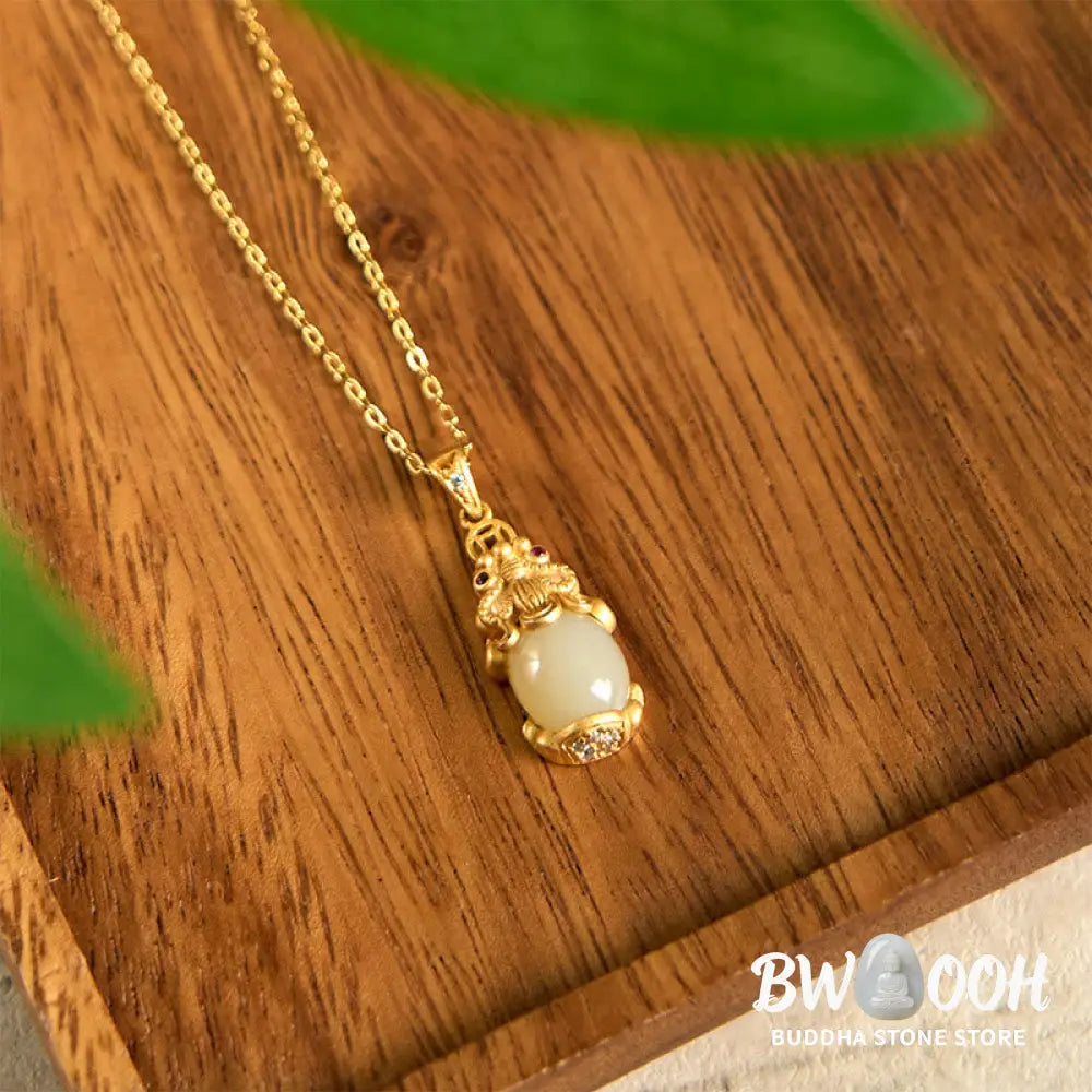 Buddha Stones White Jade PiXiu Wealth Luck Chain Necklace Pendant - BWOOOH - White Jade(Protection♥Blessing)