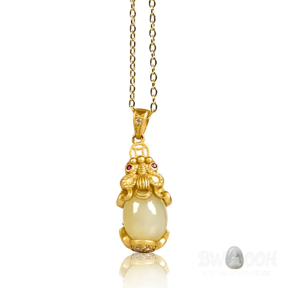Buddha Stones White Jade PiXiu Wealth Luck Chain Necklace Pendant - BWOOOH - White Jade(Protection♥Blessing)