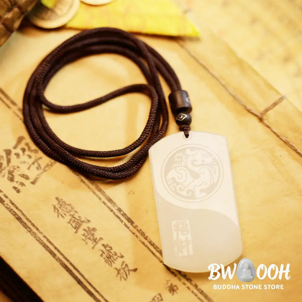Buddha Stones White Jade PiXiu Yin Yang Luck Protection Necklace Pendant - BWOOOH - White Jade (Protection ♥ Happiness)