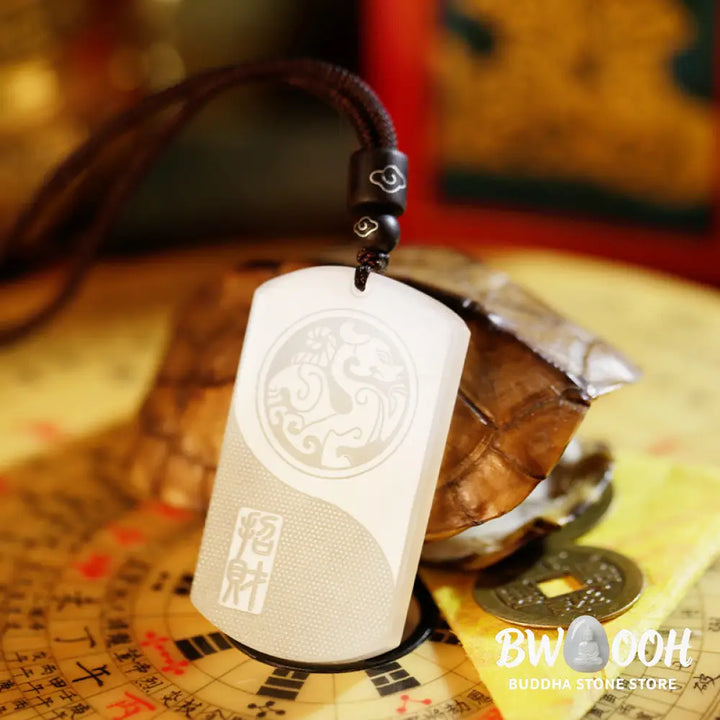 Buddha Stones White Jade PiXiu Yin Yang Luck Protection Necklace Pendant - BWOOOH - White Jade (Protection ♥ Happiness)