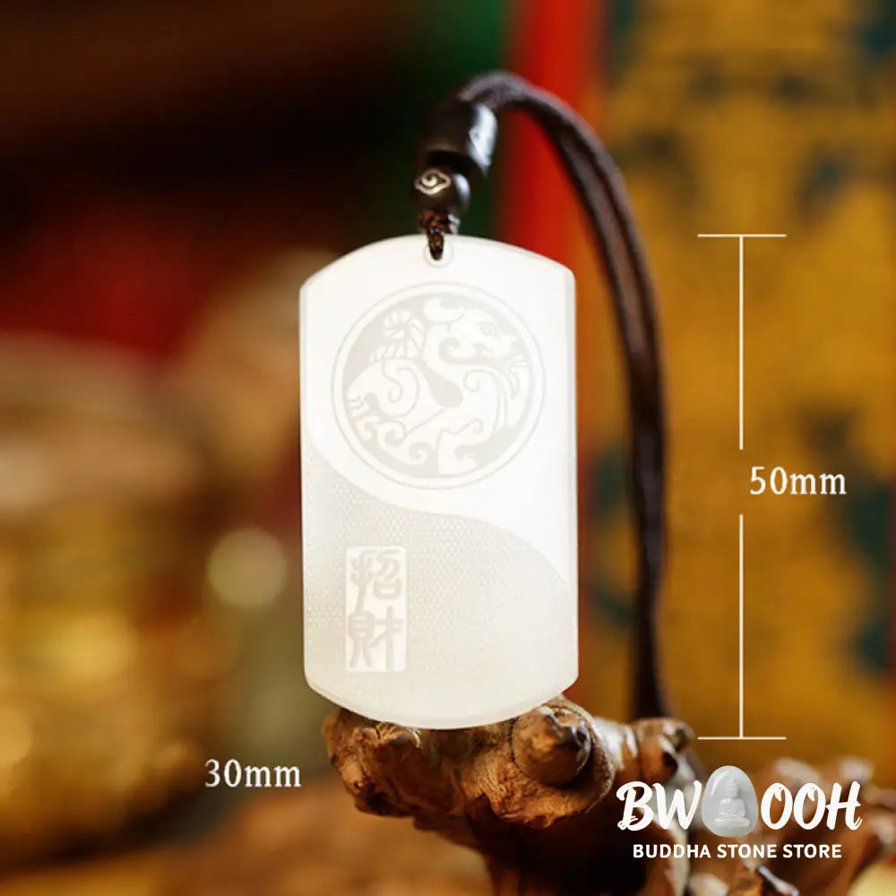 Buddha Stones White Jade PiXiu Yin Yang Luck Protection Necklace Pendant - BWOOOH - White Jade (Protection ♥ Happiness)