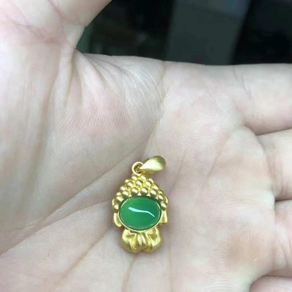 Buddha Stones White Jade Buddha Success Pendant Necklace - BWOOOH - Green Agate - Necklaces &amp; Pendants