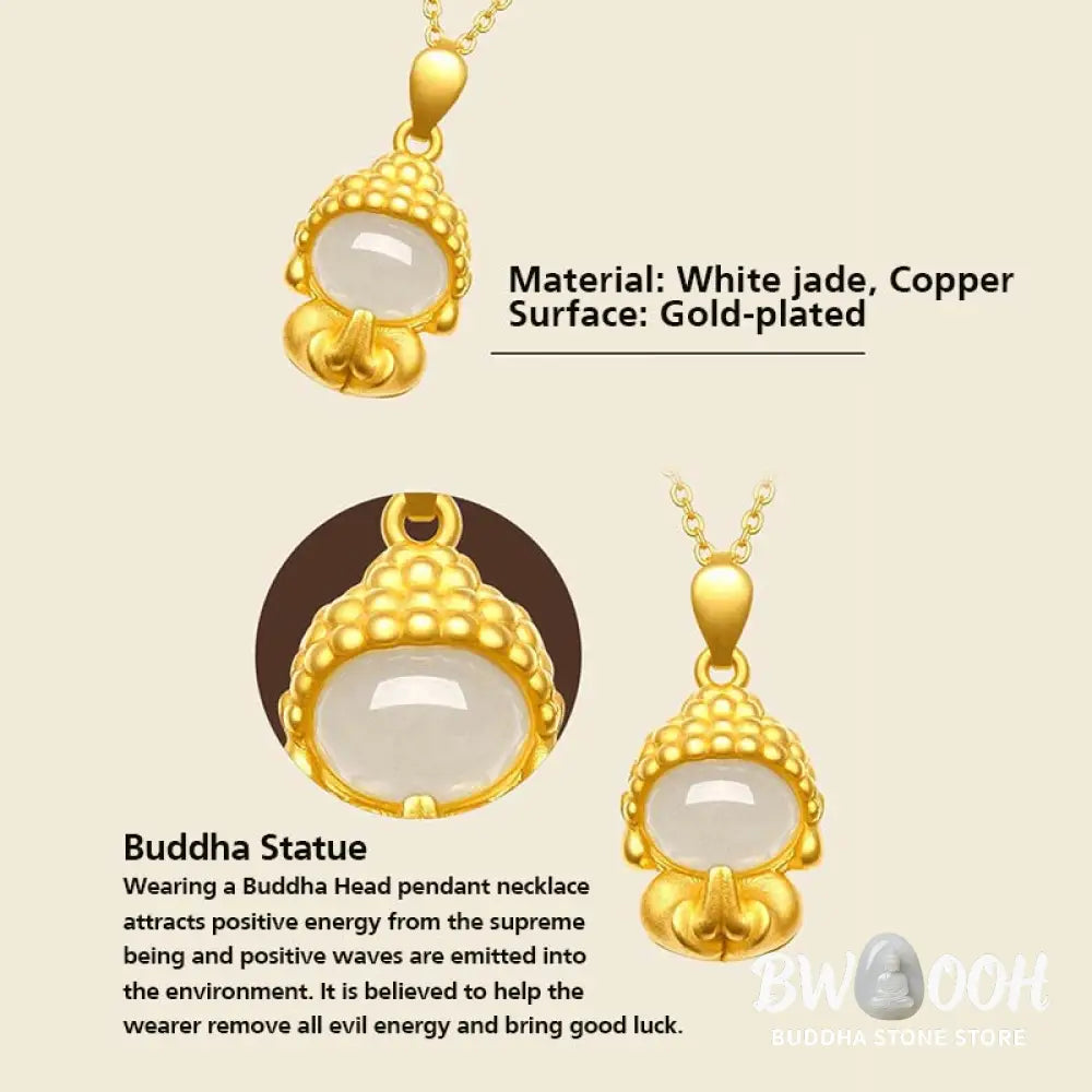 Buddha Stones White Jade Buddha Success Pendant Necklace - BWOOOH - Necklaces &amp; Pendants