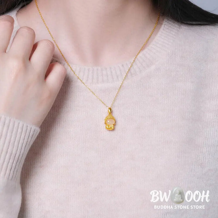 Buddha Stones White Jade Buddha Success Pendant Necklace - BWOOOH - Necklaces &amp; Pendants