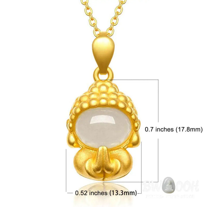 Buddha Stones White Jade Buddha Success Pendant Necklace - BWOOOH - Necklaces &amp; Pendants