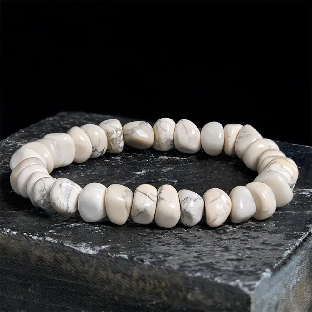 Buddha Stones White Turquoise Irregular Blocks Courage Bracelet - 14-14.5cm - Bracelet