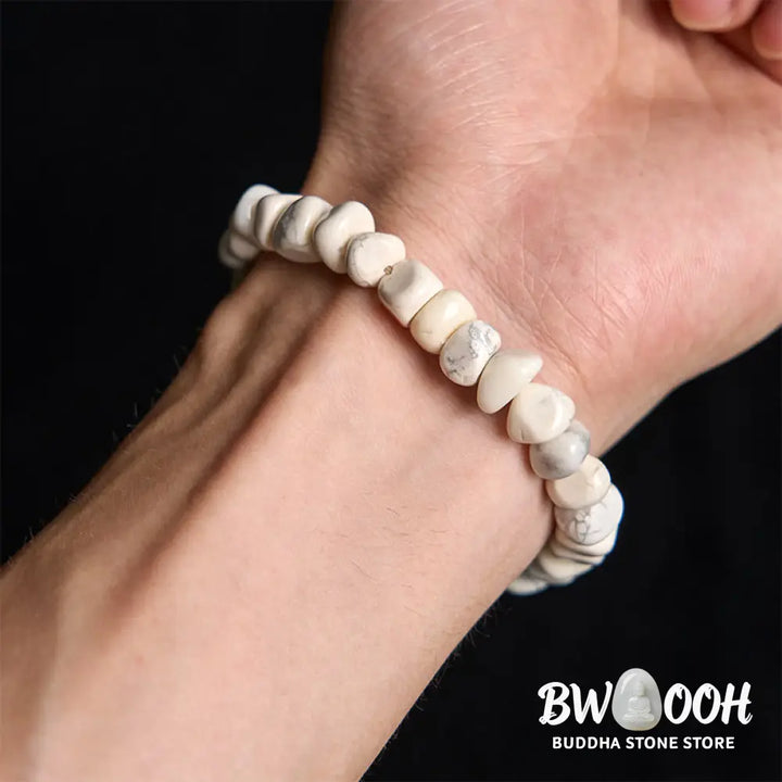 Buddha Stones White Turquoise Irregular Blocks Courage Bracelet - Bracelet