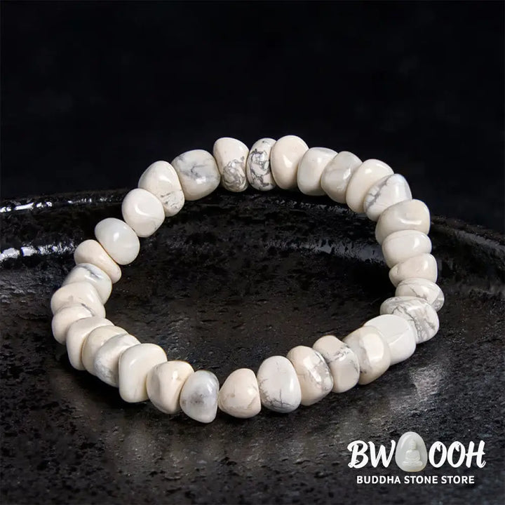 Buddha Stones White Turquoise Irregular Blocks Courage Bracelet - Bracelet