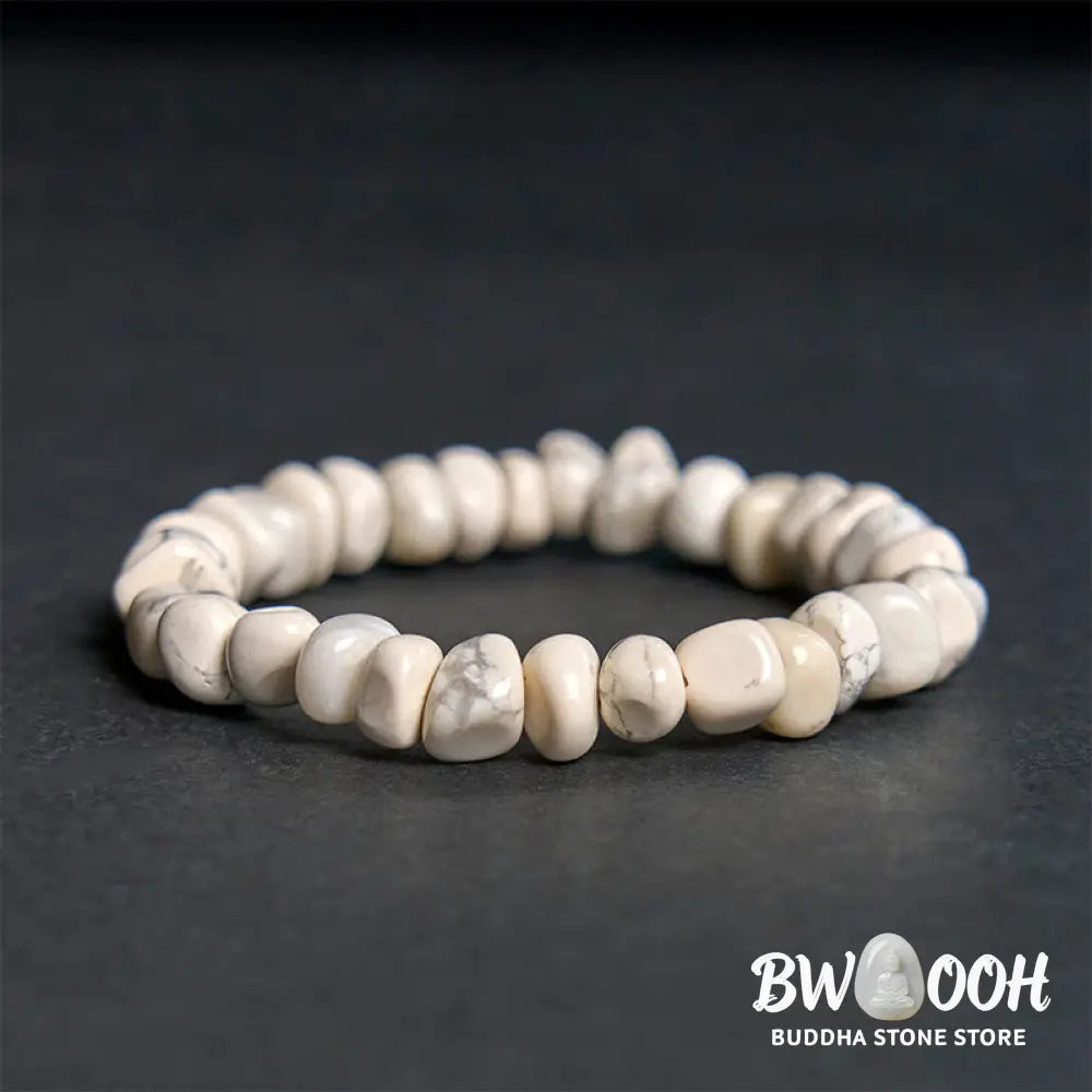 Buddha Stones White Turquoise Irregular Blocks Courage Bracelet - Bracelet