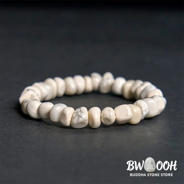 Buddha Stones White Turquoise Irregular Blocks Courage Bracelet - Bracelet