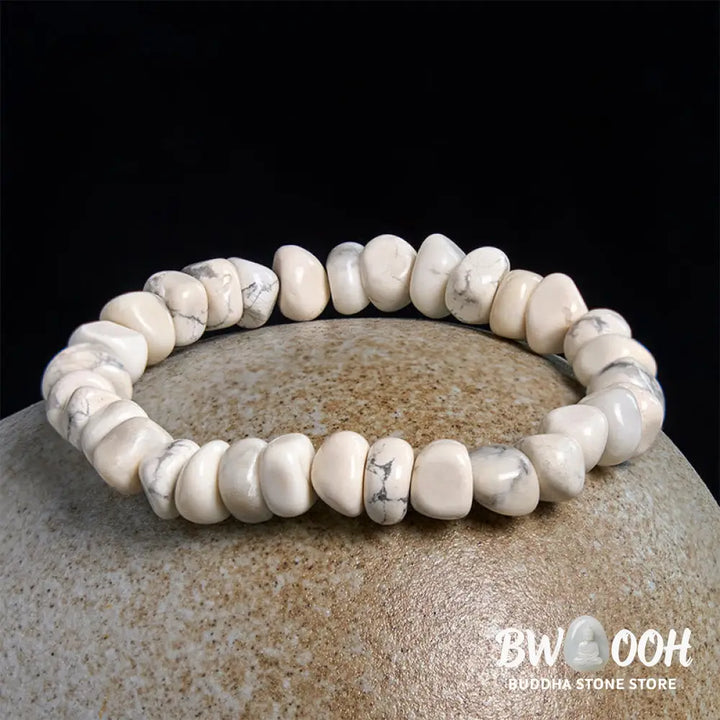 Buddha Stones White Turquoise Irregular Blocks Courage Bracelet - Bracelet