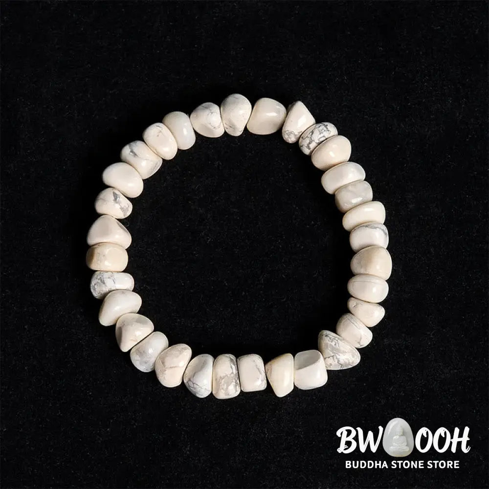 Buddha Stones White Turquoise Irregular Blocks Courage Bracelet - Bracelet