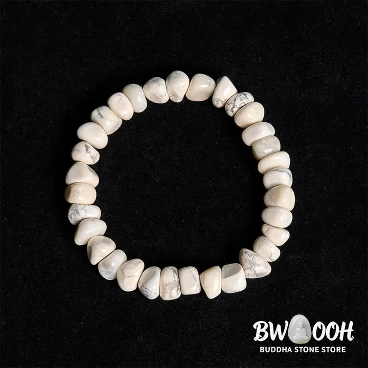 Buddha Stones White Turquoise Irregular Blocks Courage Bracelet - Bracelet