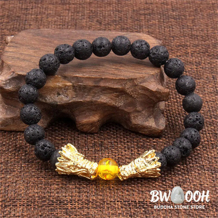 Buddha Stones White Turquoise Lava Rock Dragon Blessing Beaded Bracelet - BWOOOH - Bracelet