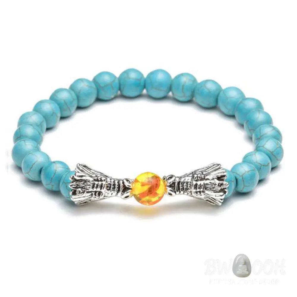 Buddha Stones White Turquoise Lava Rock Dragon Blessing Beaded Bracelet - BWOOOH - Bracelet